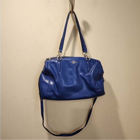 COACH blue leather shoulder bag with long strap - Picture 16 of 16